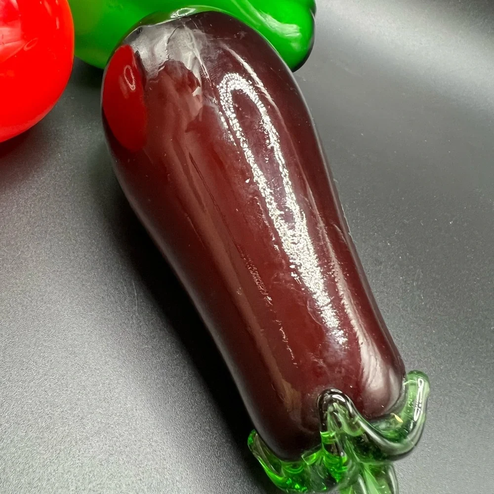 Art Glass Vegetable Veggie Fruit Tomato Green Pepper Eggplant Decor